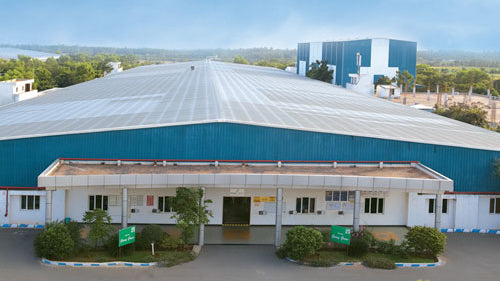 The outside of an ethical factory building in India.