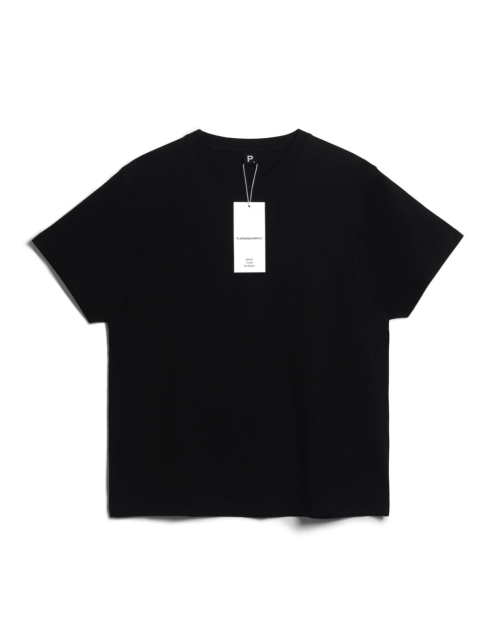 A flatlay of a men's plain black short sleeve v neck organic cotton t shirt.