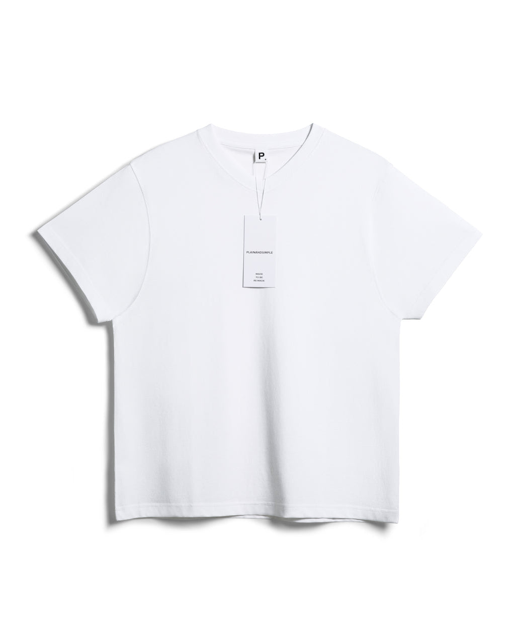 A flatlay of a men's plain white short sleeve v neck organic cotton t shirt.