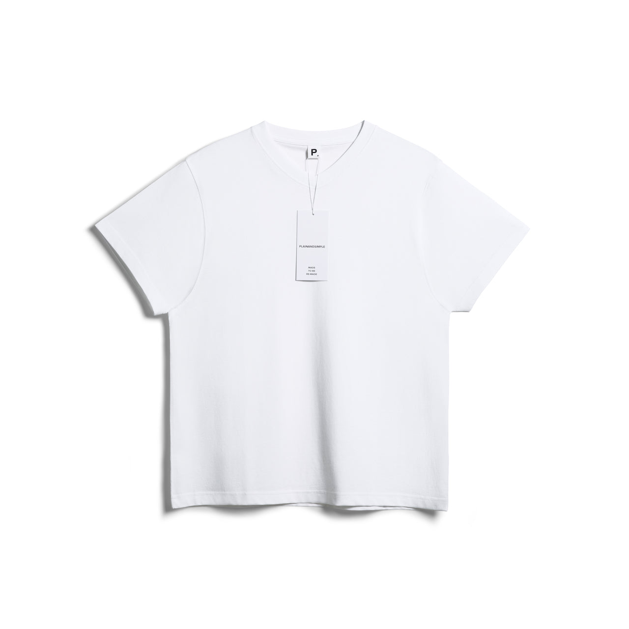 A flatlay of a men's plain white short sleeve v neck organic cotton t shirt.