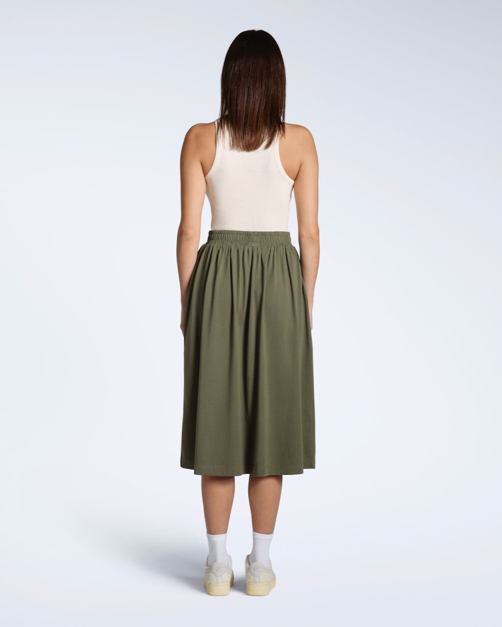 Gathered Organic Midi Skirt