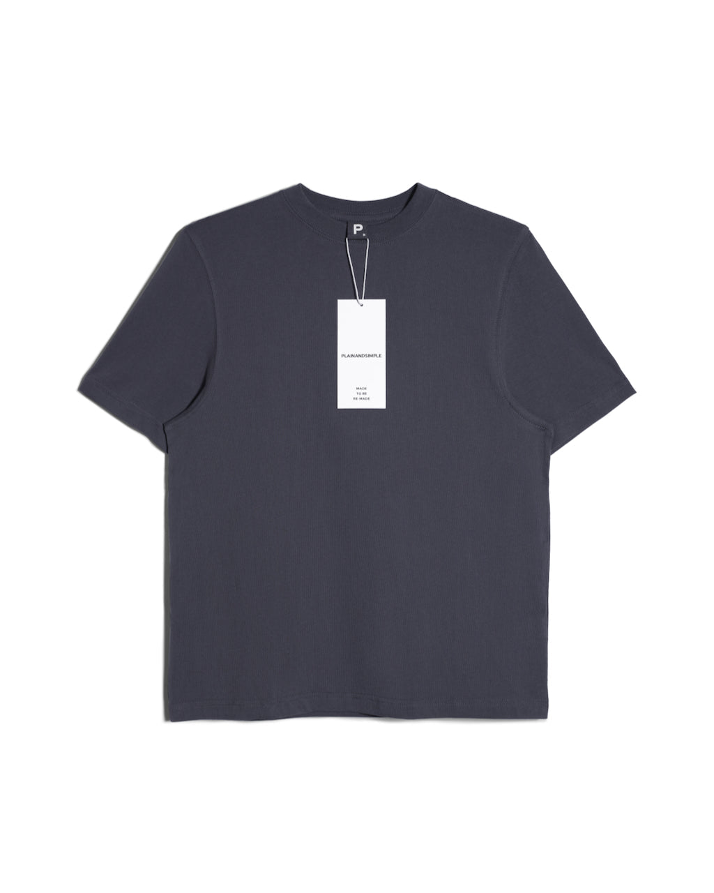 A flatlay of a women's plain dark grey short sleeve crew neck organic cotton t shirt.
